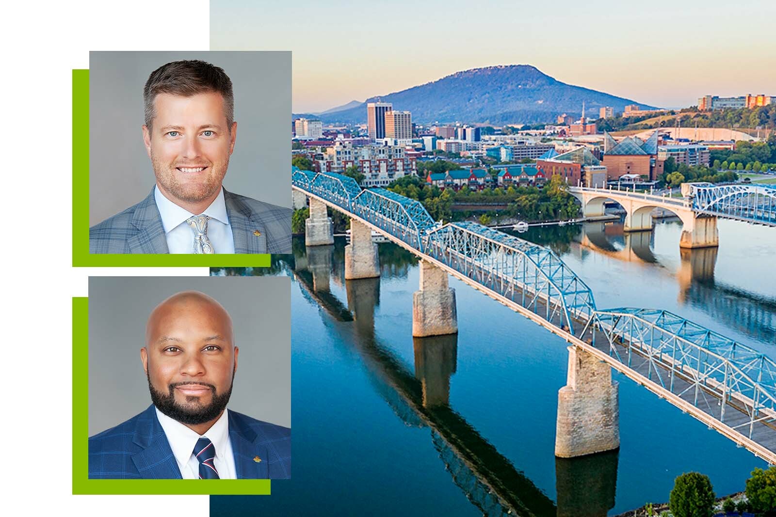 photos of Jason Allen and Jermon Garner with Chattanooga skyline.