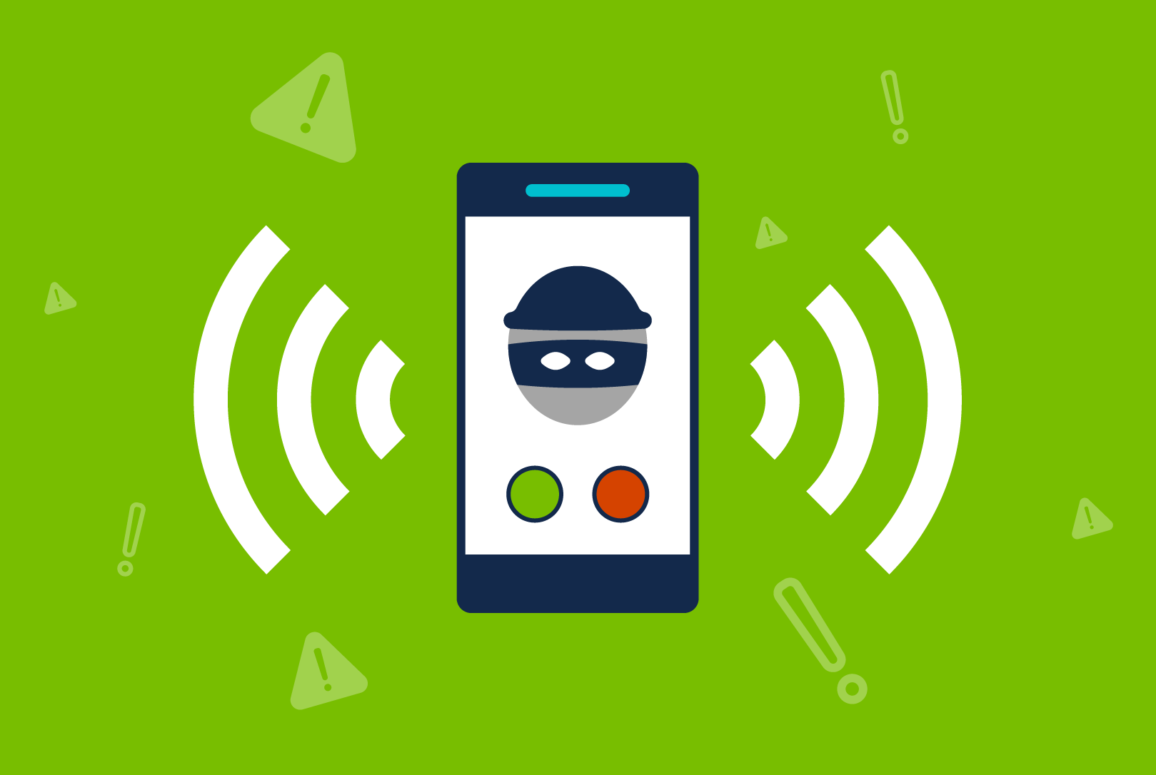 Illustration of cell phone with a thief on the screen,...