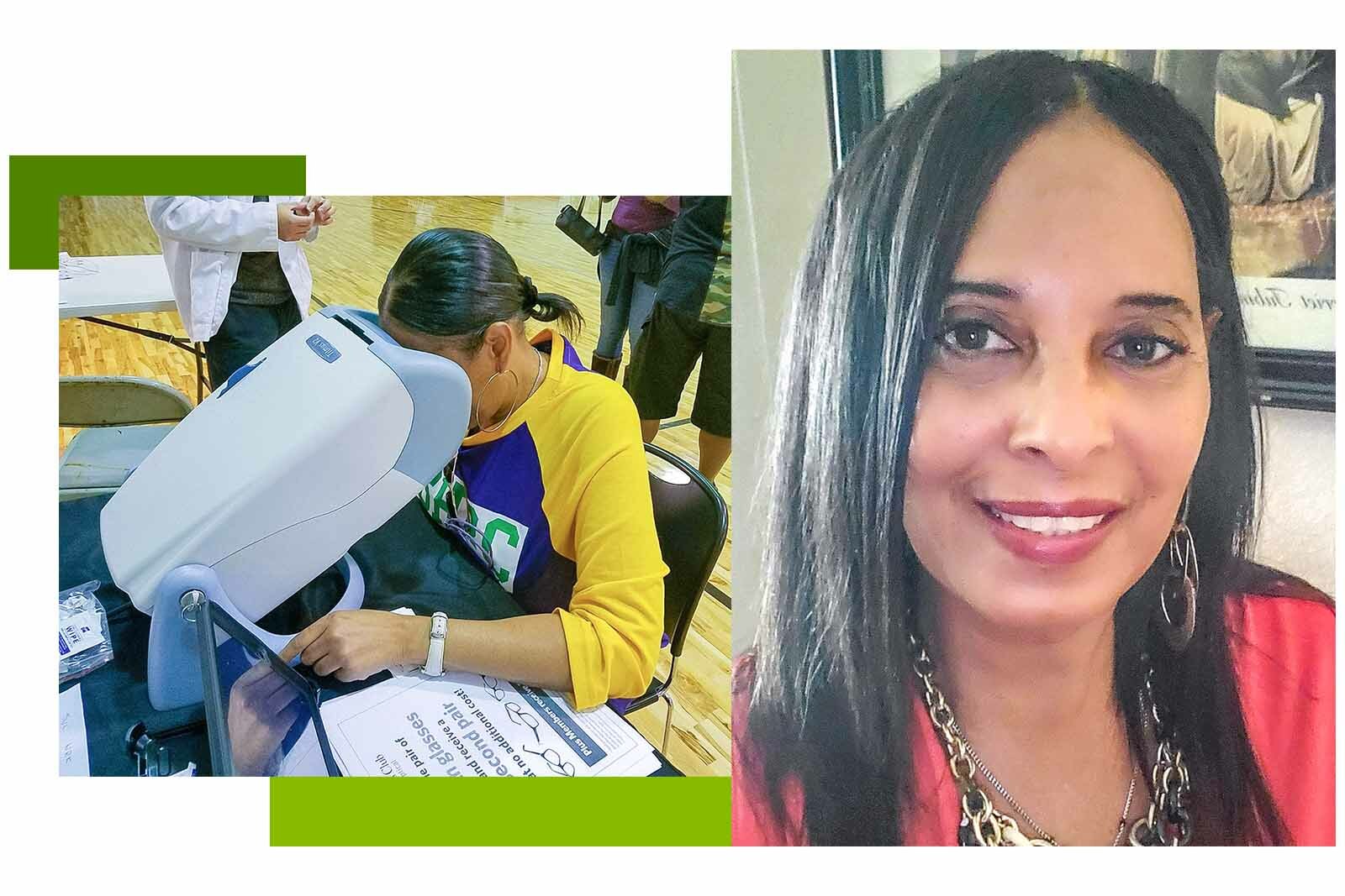 Photos of Rosalyn Francis, one headshot and another of her...