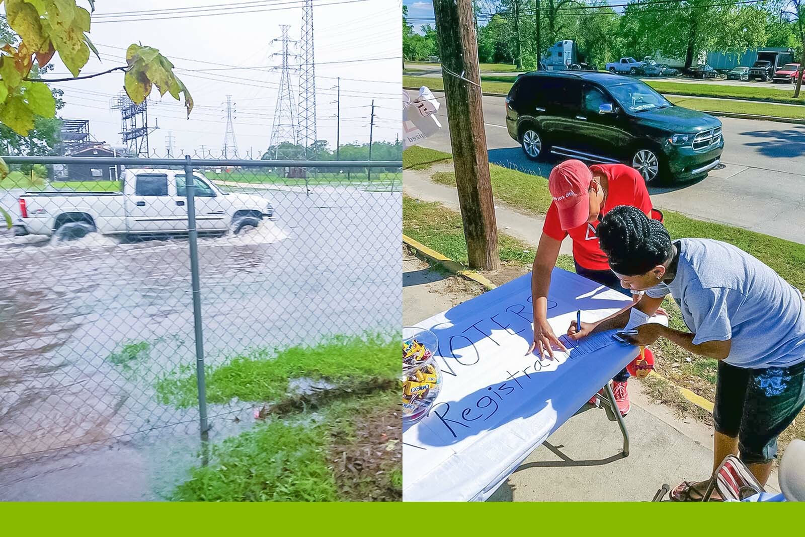 Photo of Volunteers and hurricane Harvey damage