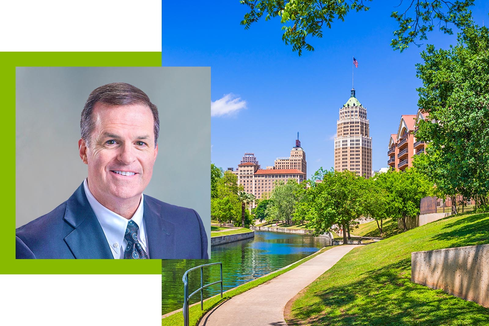 photos of Mark Evans and San Antonio Skyline