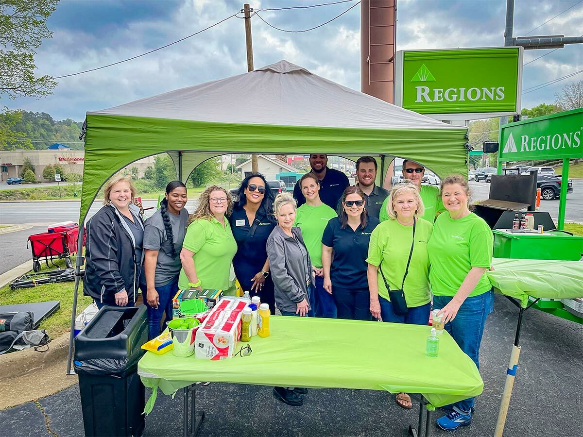group photo at grilling event