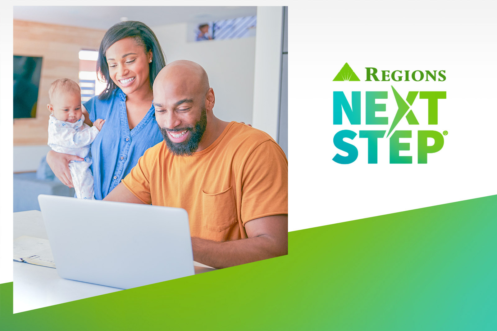 photo of a mother, father and baby, looking at a...