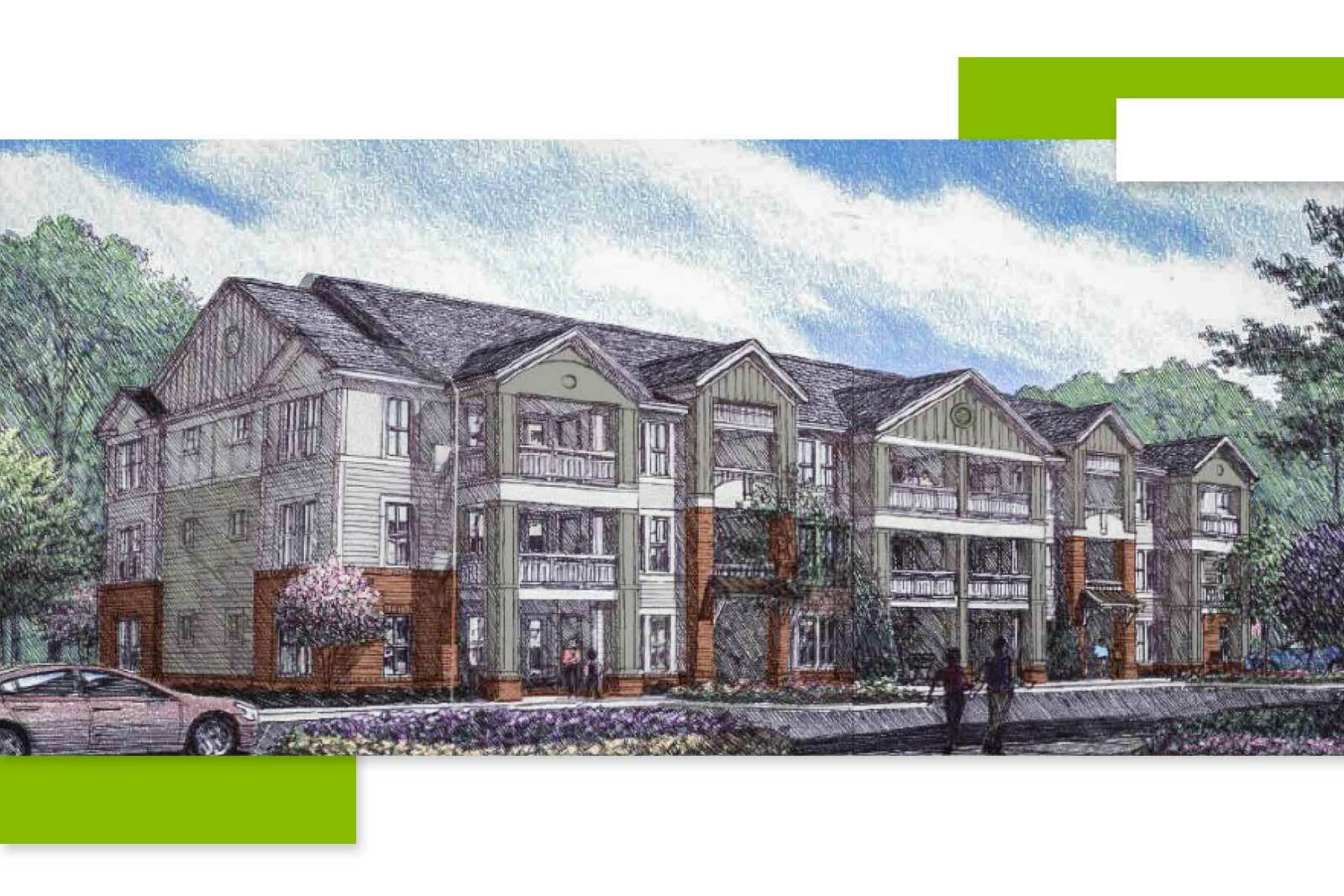 Evoke Living at Morris Field mockup drawing