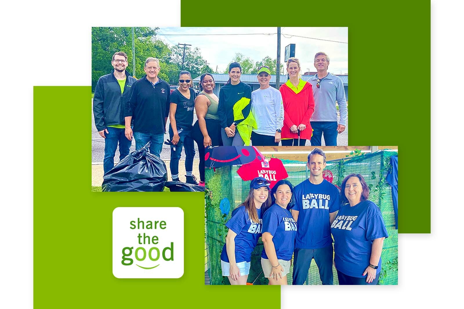 group photos and Share the Good logo