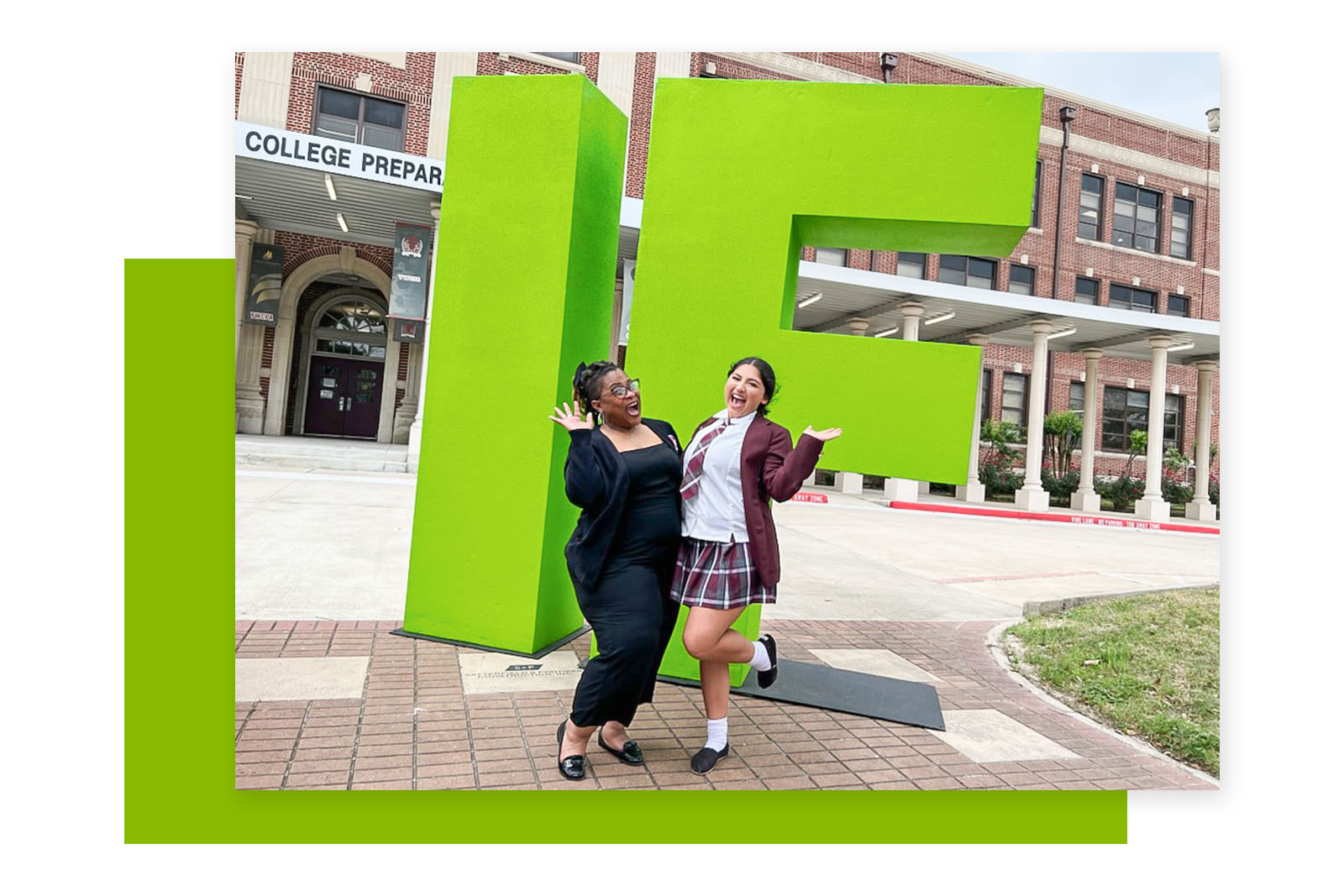 YWCPA Houston - two people in front of the logo 'IF'