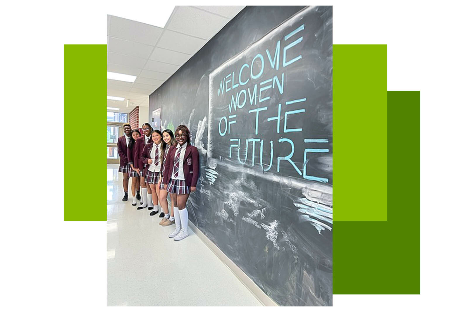 YWCPA Houston Seniors standing in front of the black board