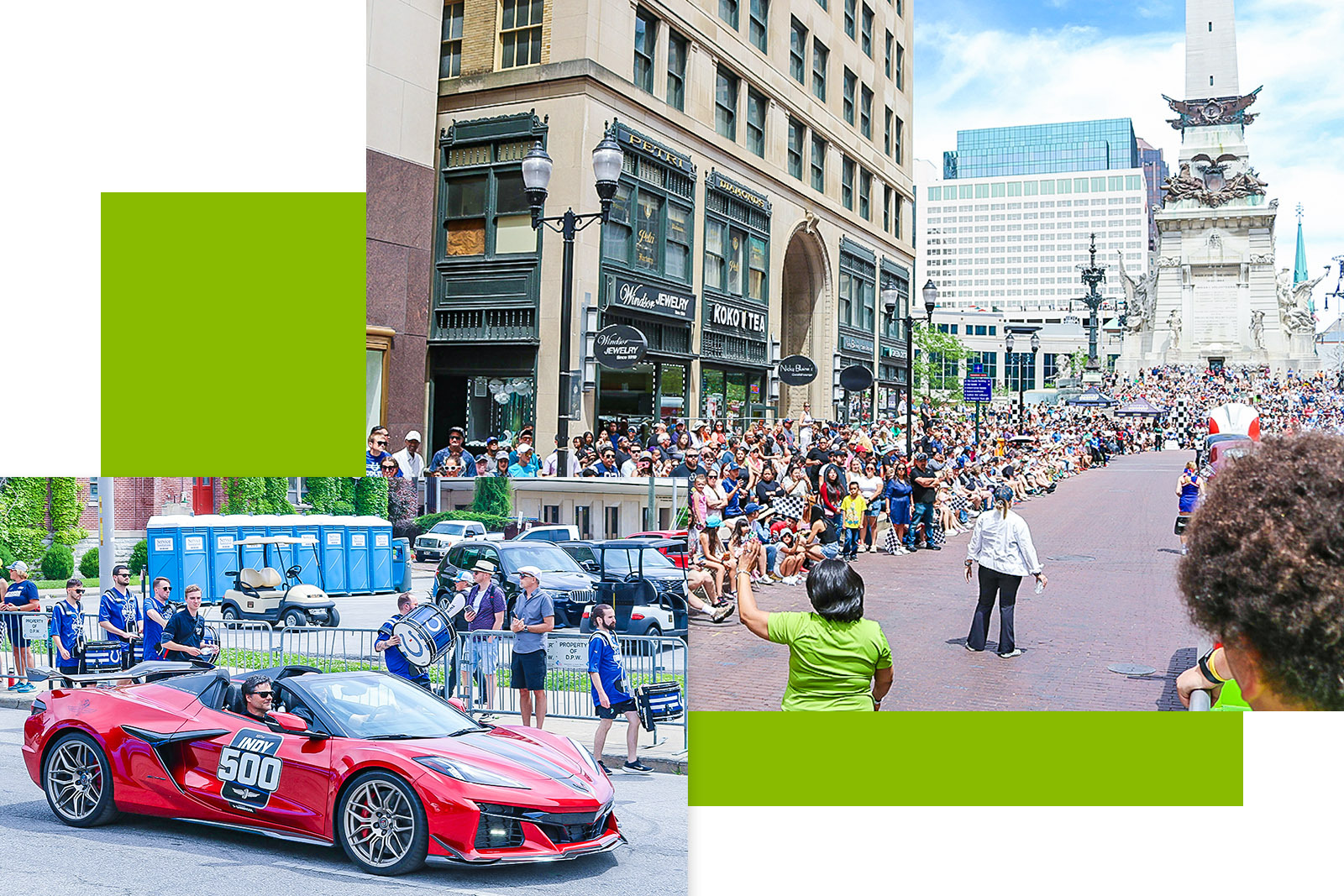 Indy 500 Festival parade crowd and pace car