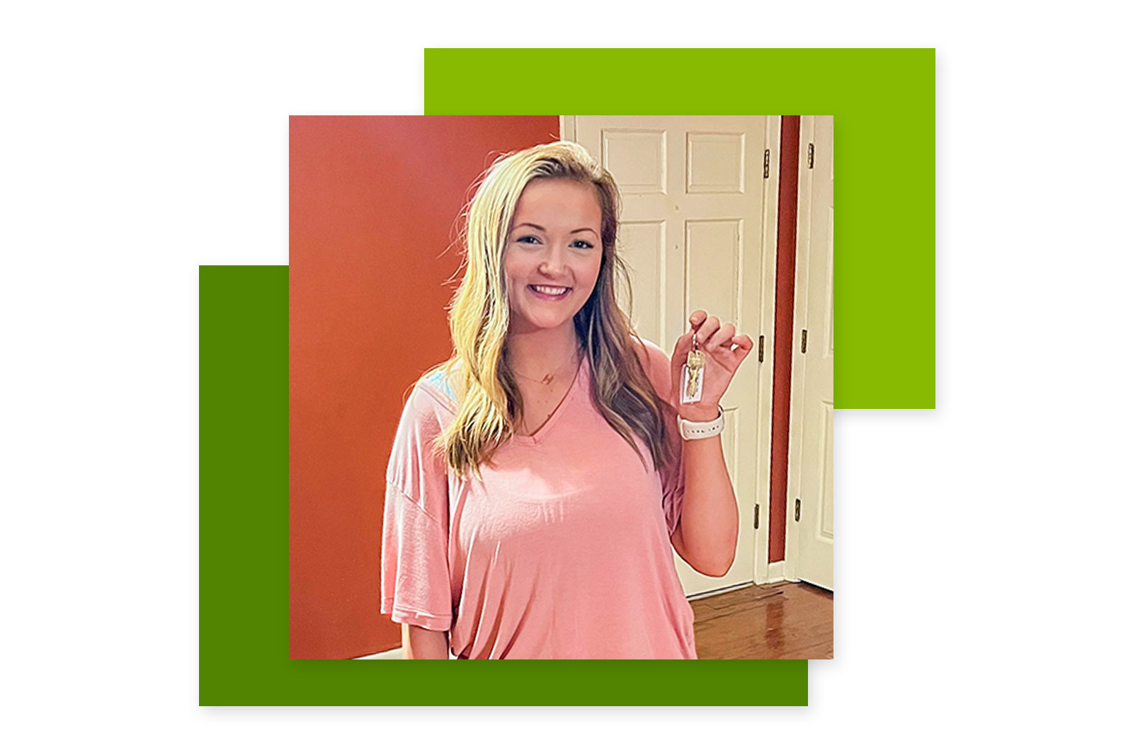 Haley Haygood with the keys from her new home