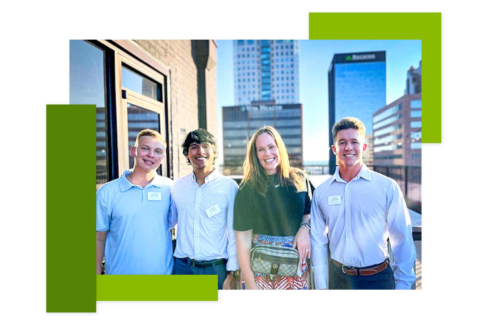 Four intern students on the rooftop