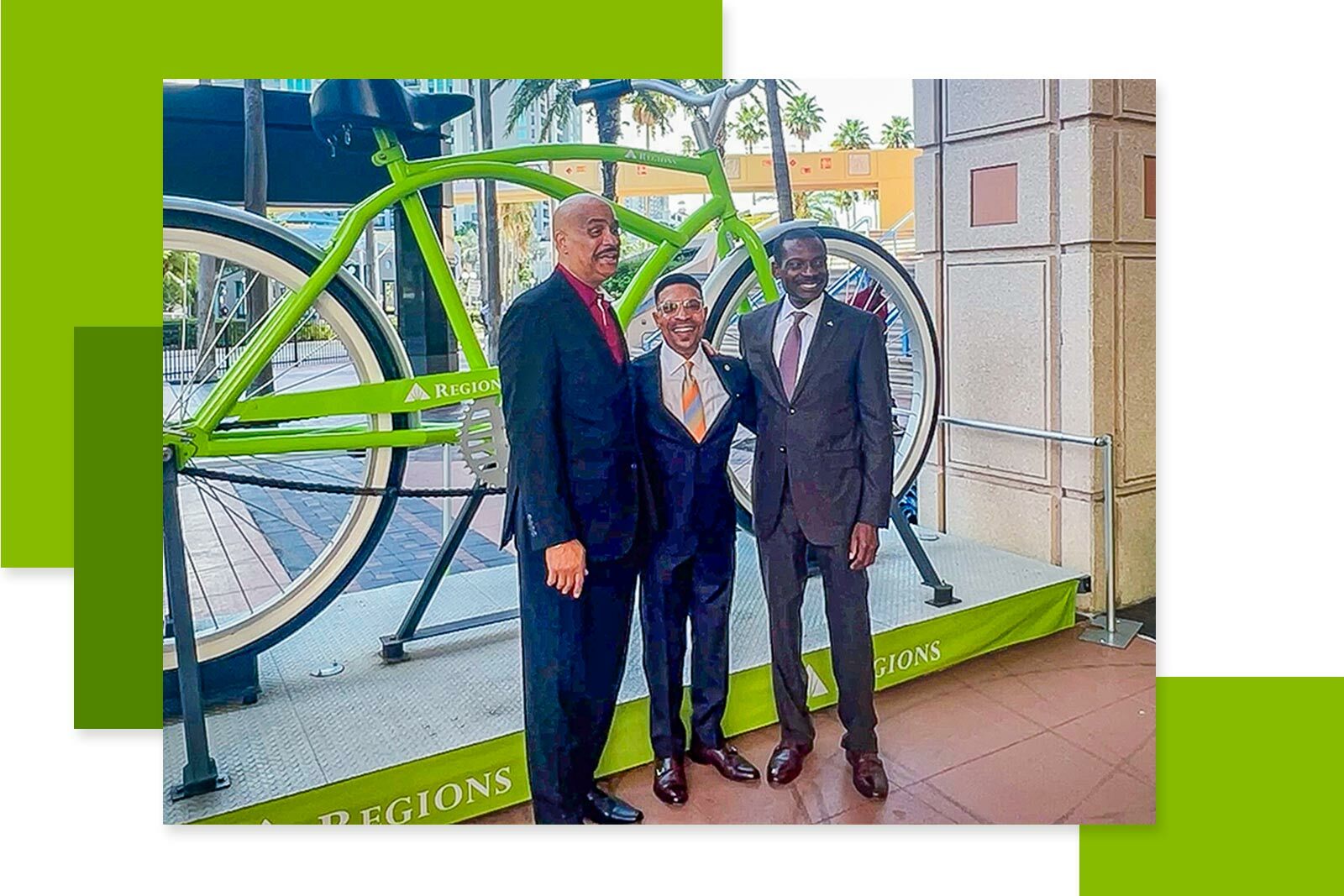 group photo in front of Regions Big Bike