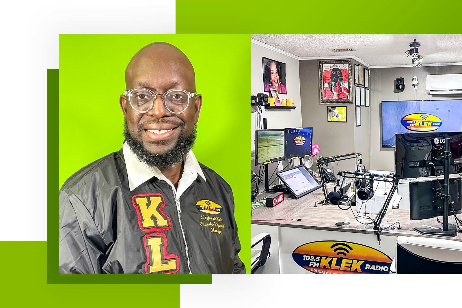 LaGanzie Kale headshot and Radio Studio