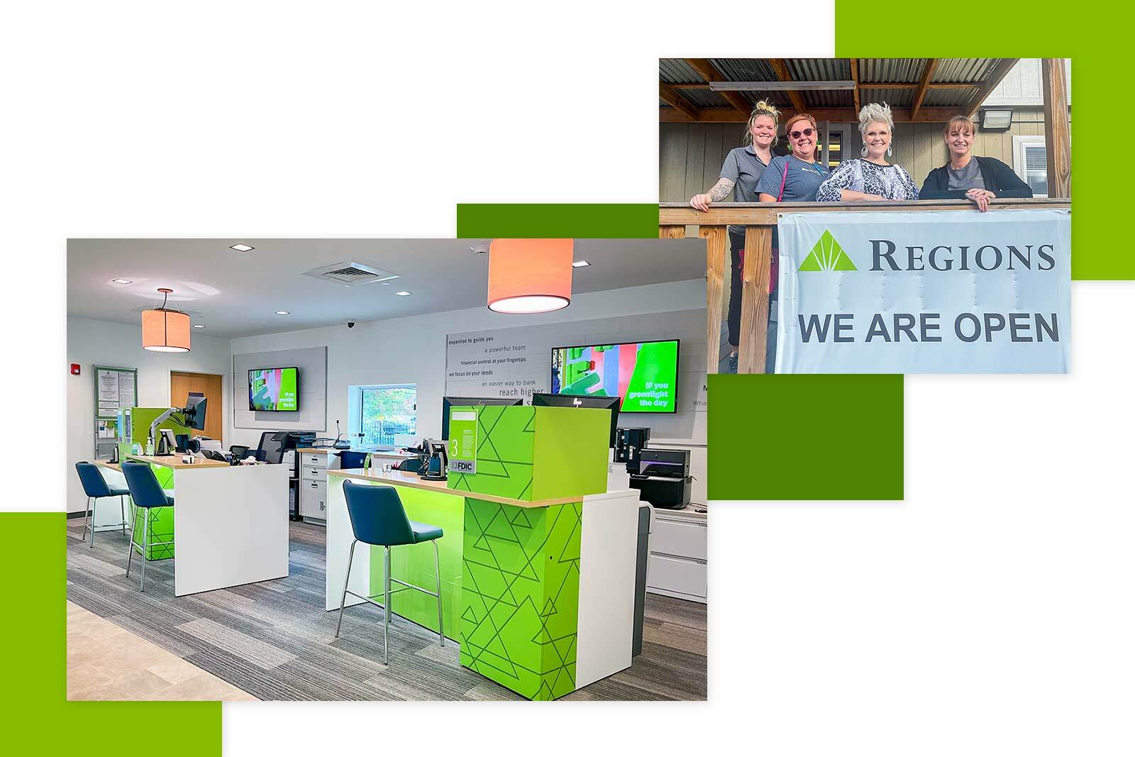 Wavery Branch Interior and Now Open sign