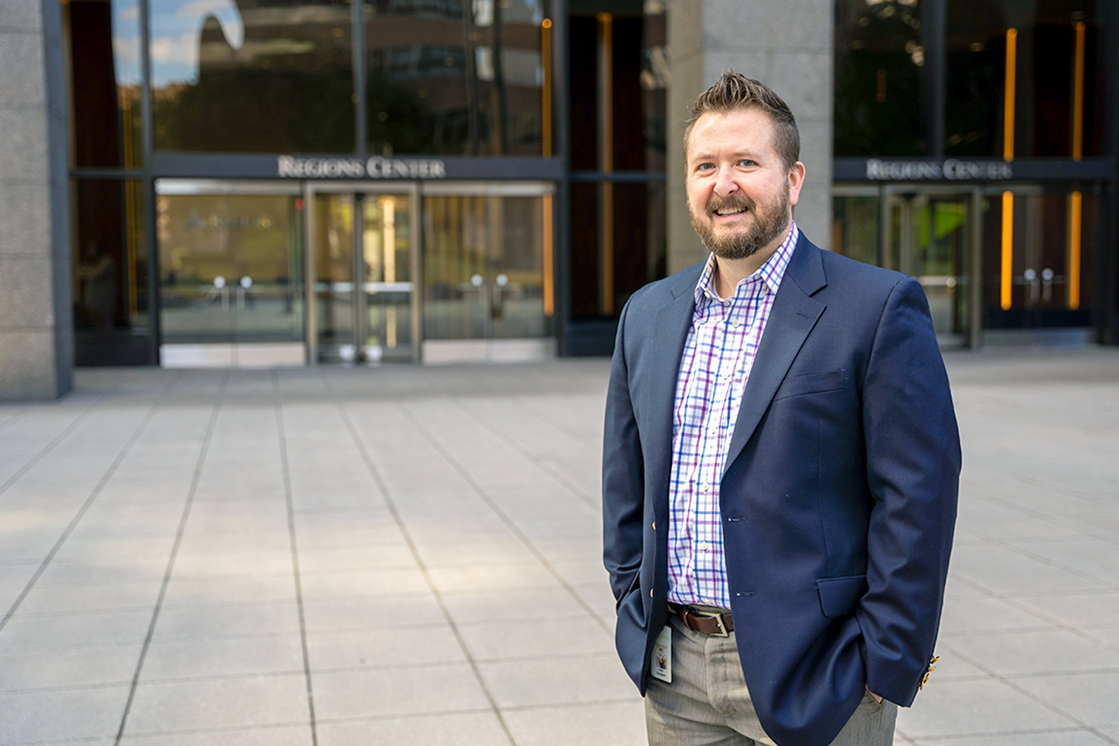 Joshua Campbell outside of Regions Center