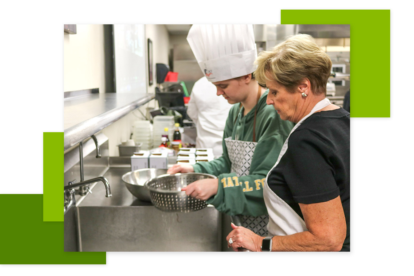Cheryl and Student cooking