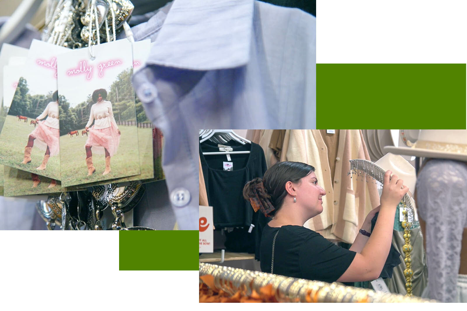 Photo of Brittany Hartwell in the Molly Green store.