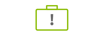 briefcase with exclamation point