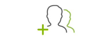 two outlines of people with a plus sign