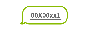 text message speech bubble with verification code: 00X00xx1