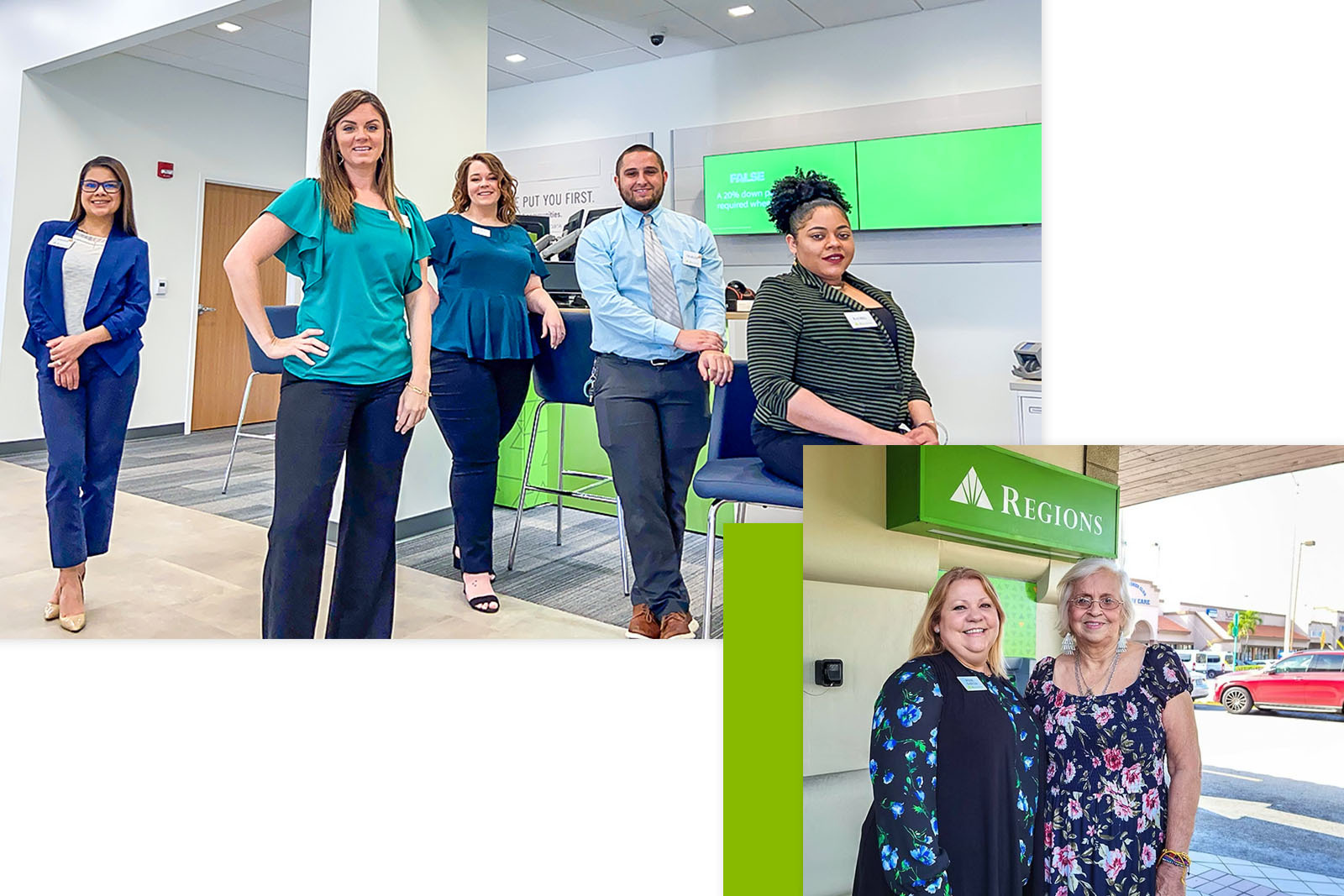 Regions Bank associates and a customer