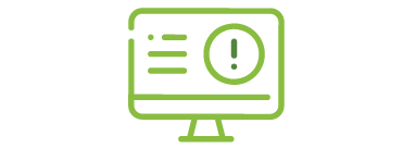 desktop with exclamation point