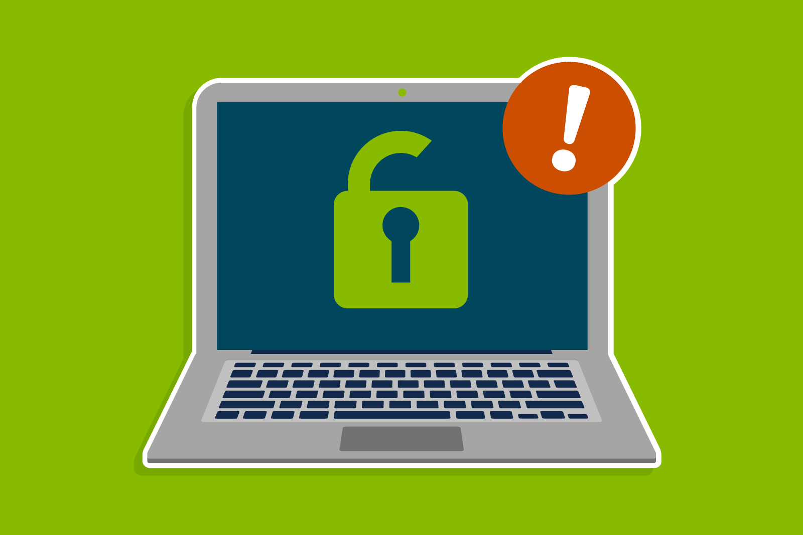 Illustration of the laptop with broken lock on the screen...