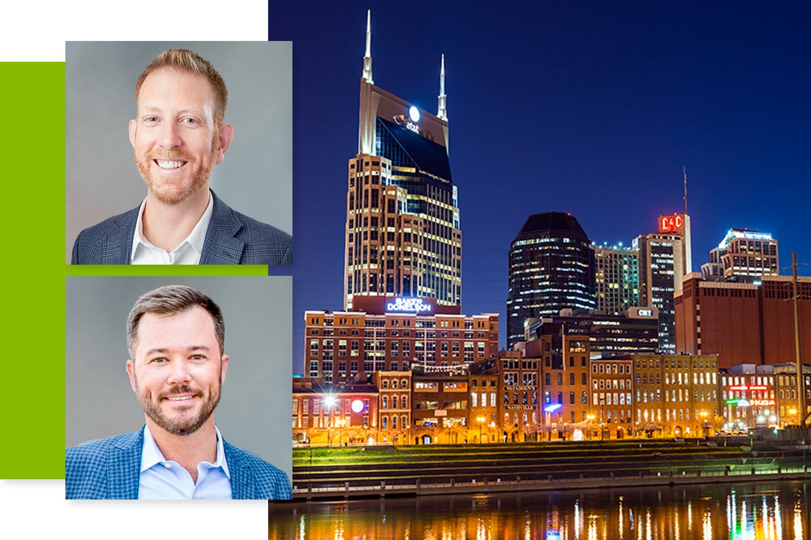 Ryan Sullivan, Chase Chapman, and Nashville skyline at night