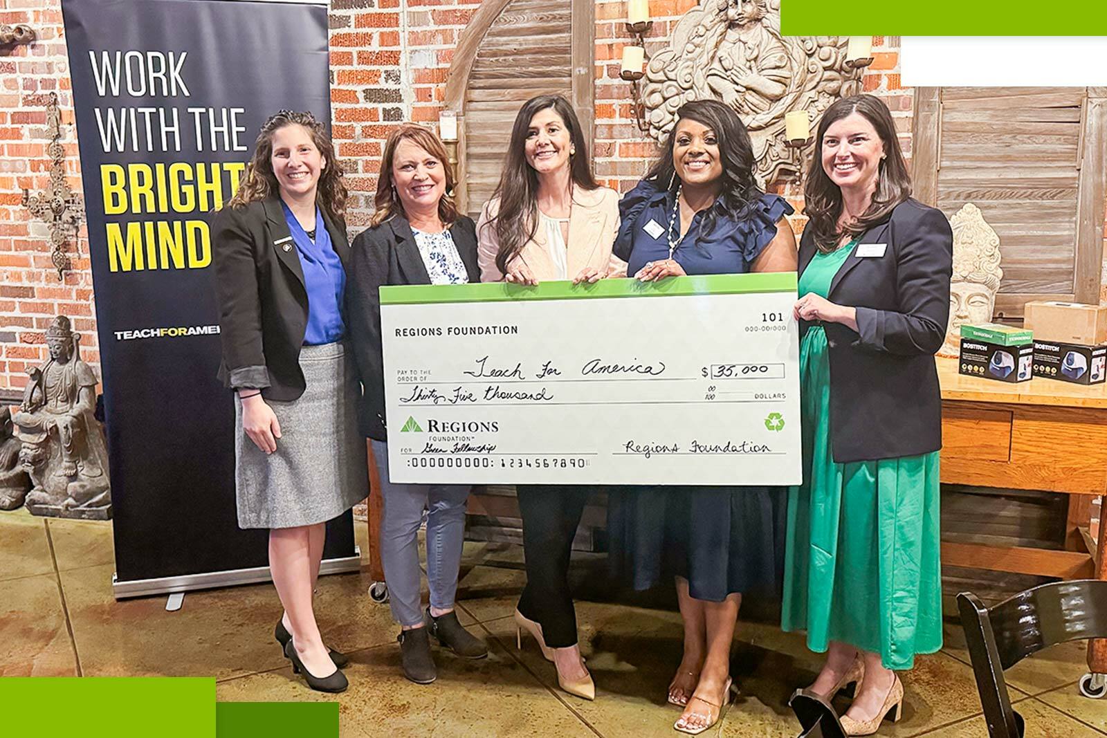 Check presentation to Teach For America program