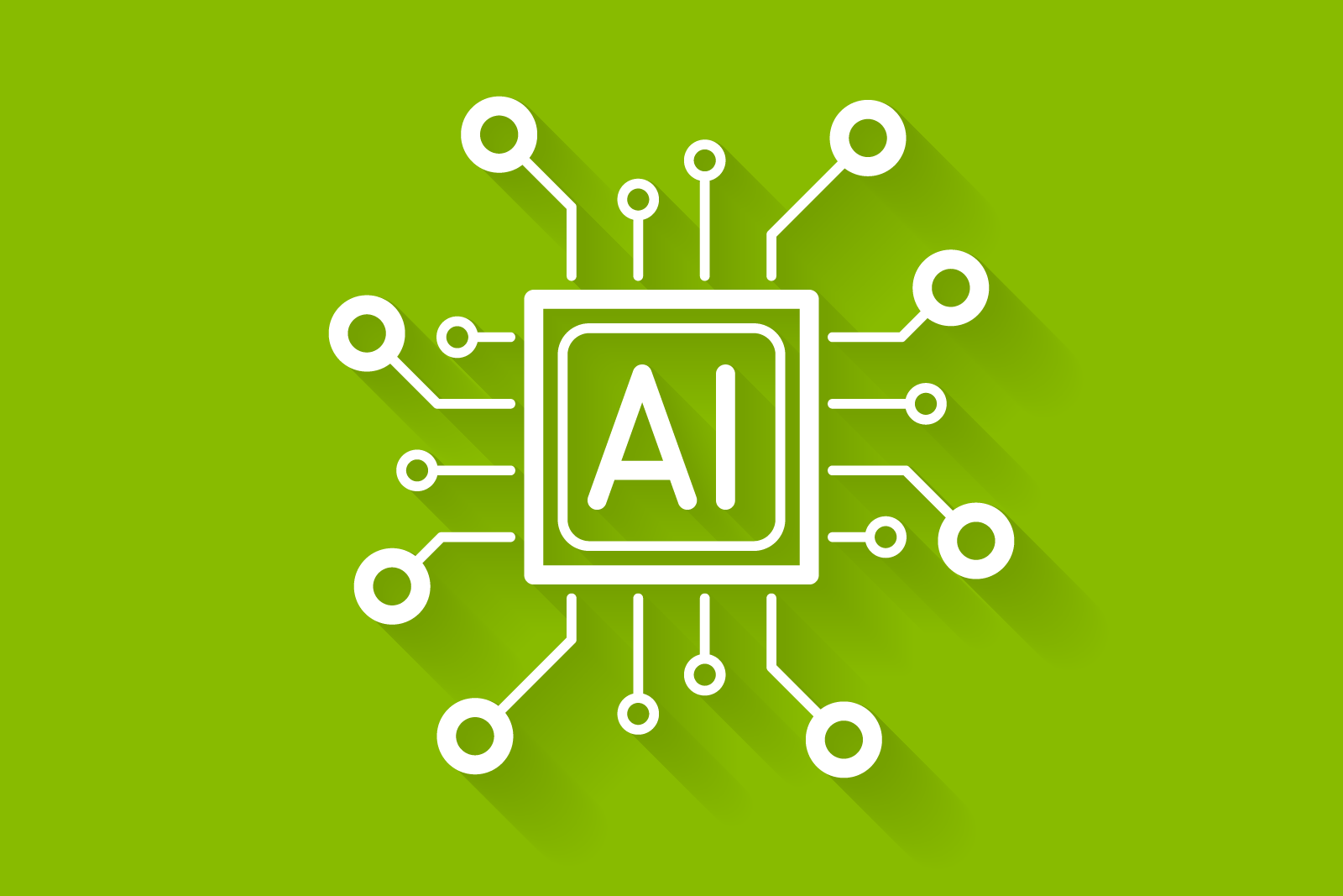 illustration of electric curcuit with "AI" in the center