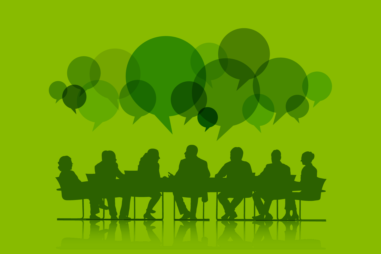 Illustration of people silhouettes, people sitting and talking