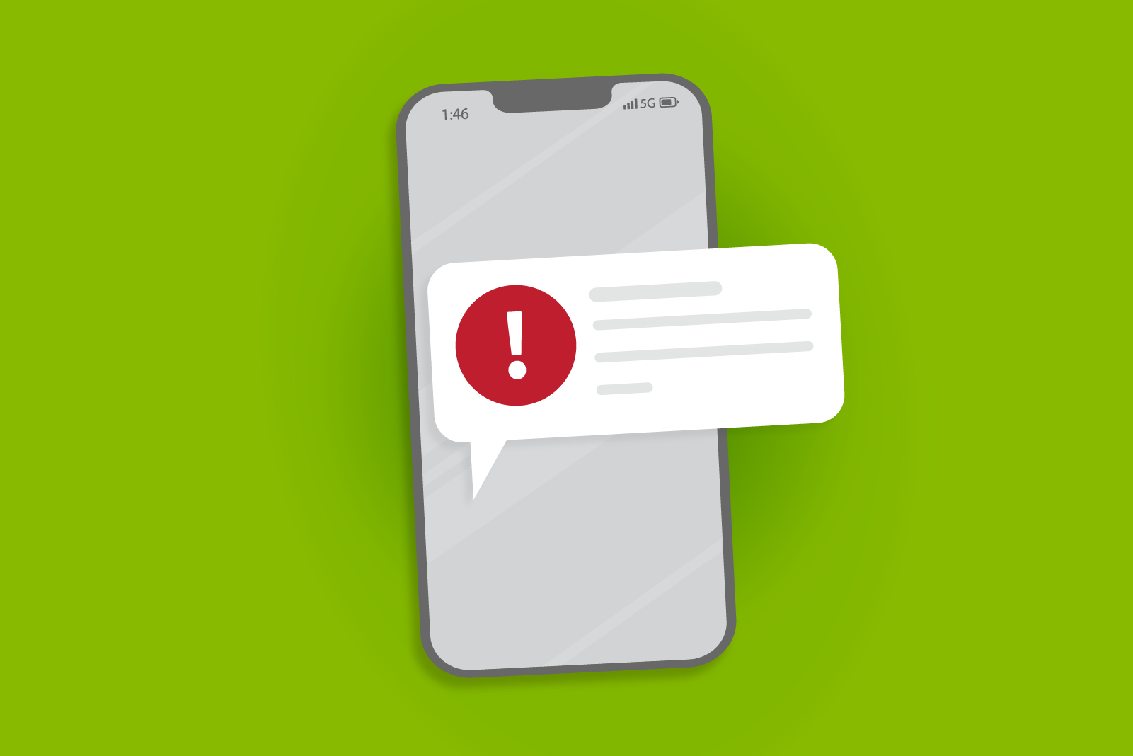 illustration of a phone with a text message coming off...