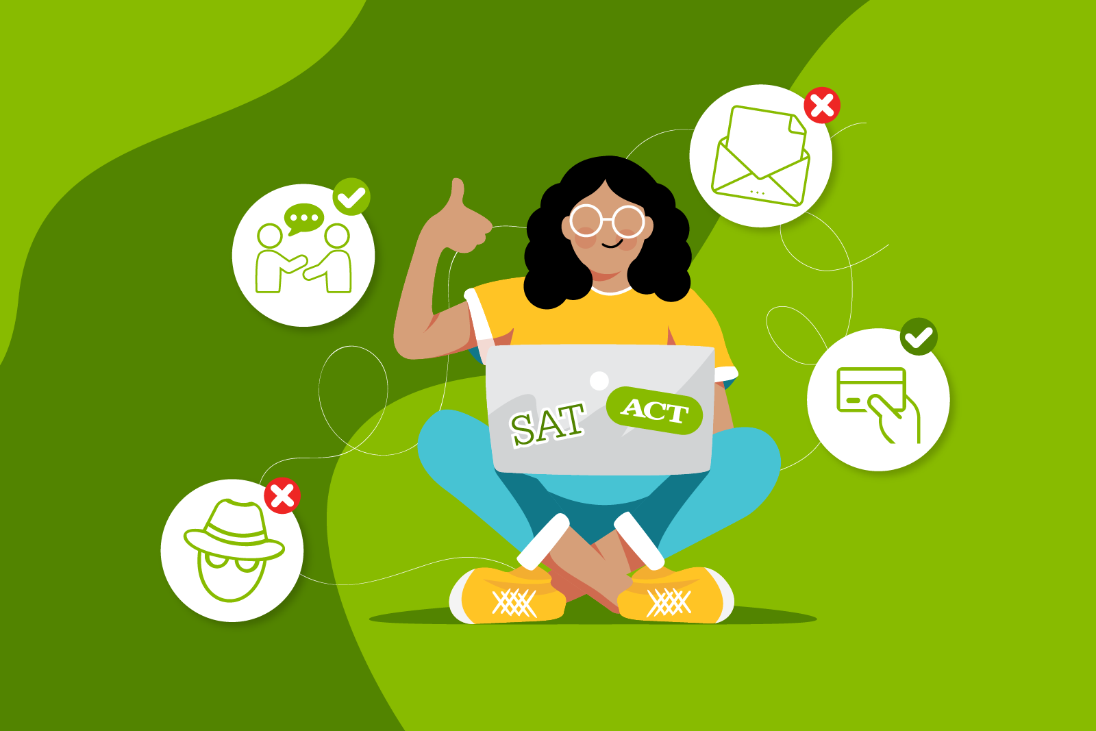 Illustration with four icons for tips to stay safe from...