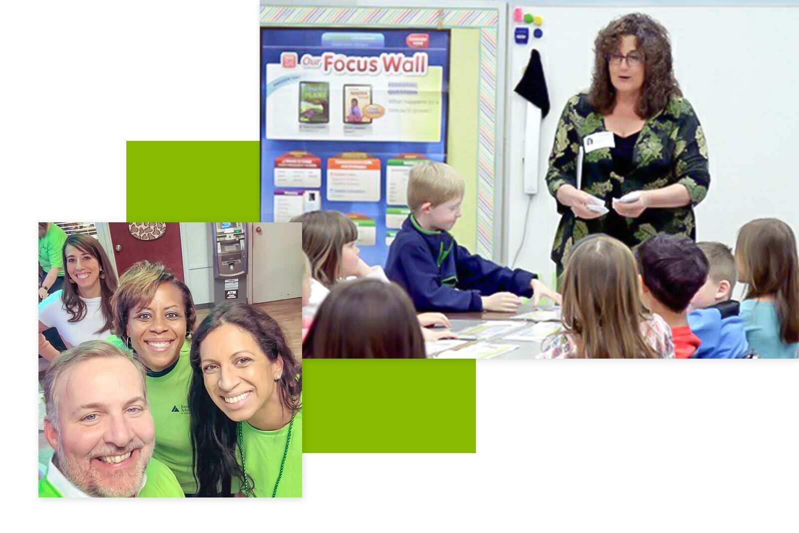 Junior Achievement fundraising event and Yolanda Hollingsworth teaching at school