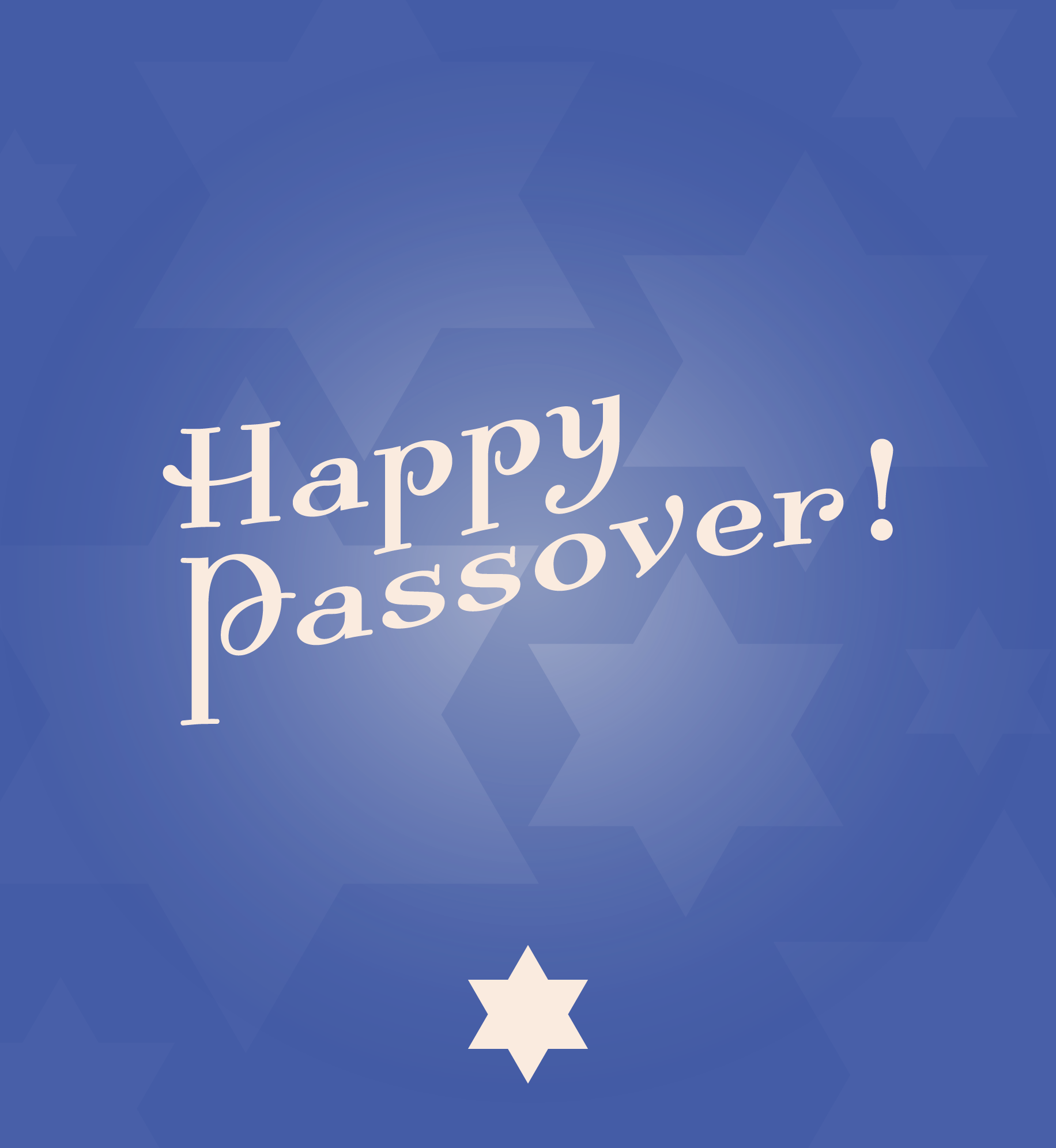 Star of David illustration. Text: Happy Passover.