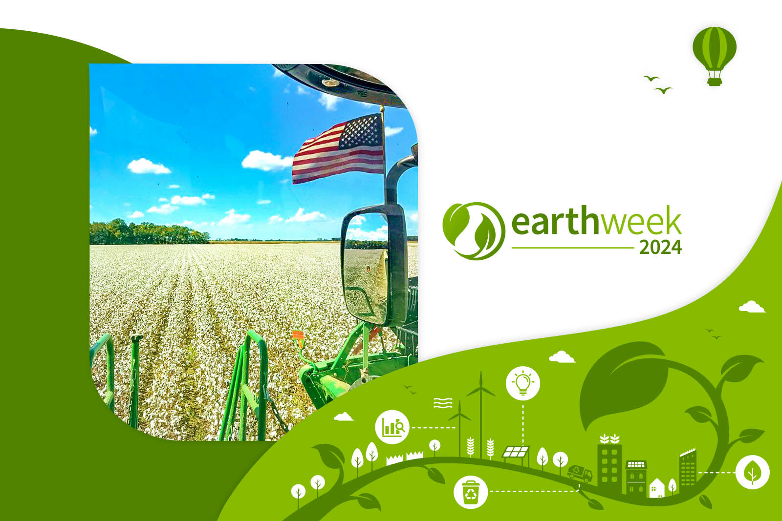 Photo of cotton field from the seat of a tracter...