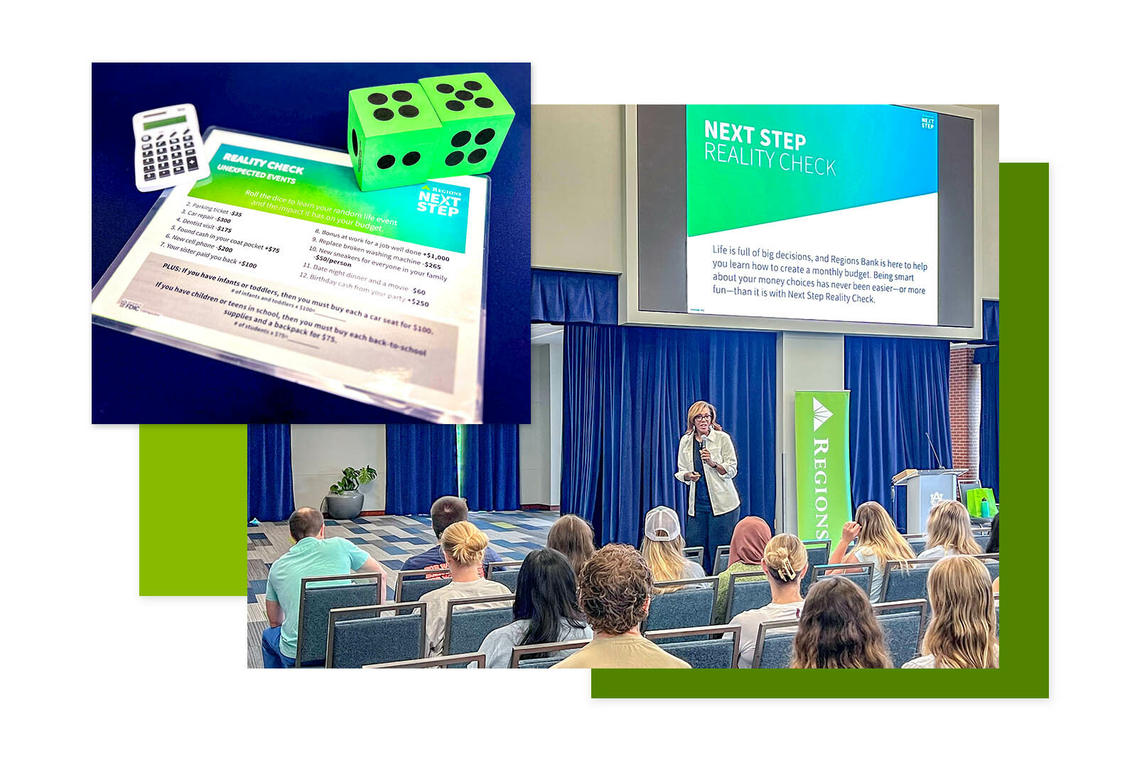 collage of photos featuring a Next Step Presentation, crowd and...