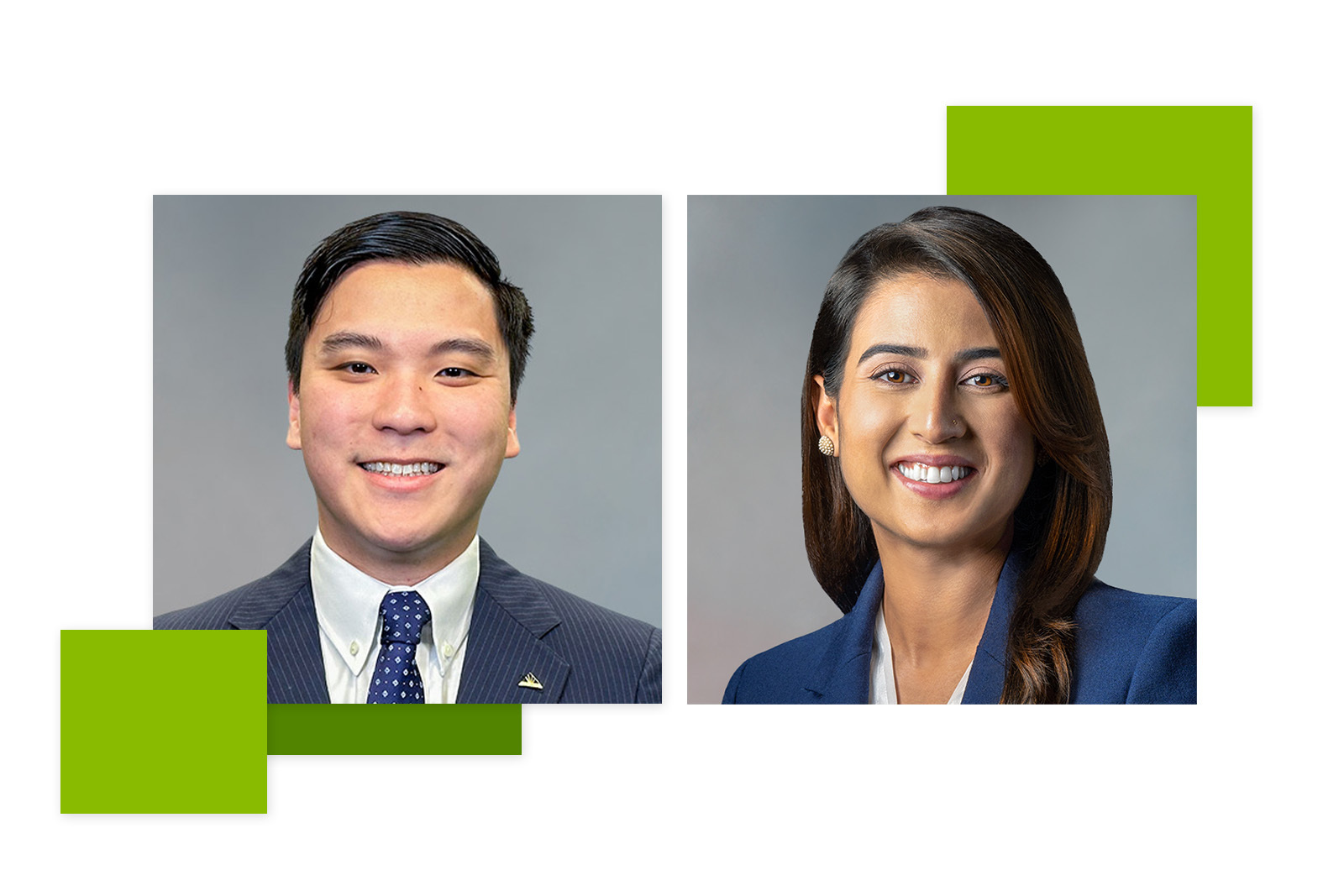 Photo headshots of two Regions associates featured for Asian American...