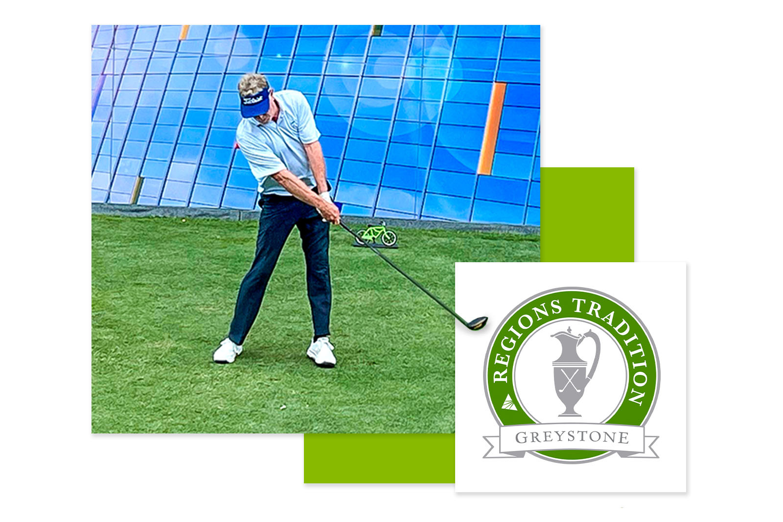 Photo collage of golfer and Regions Tradition logo.