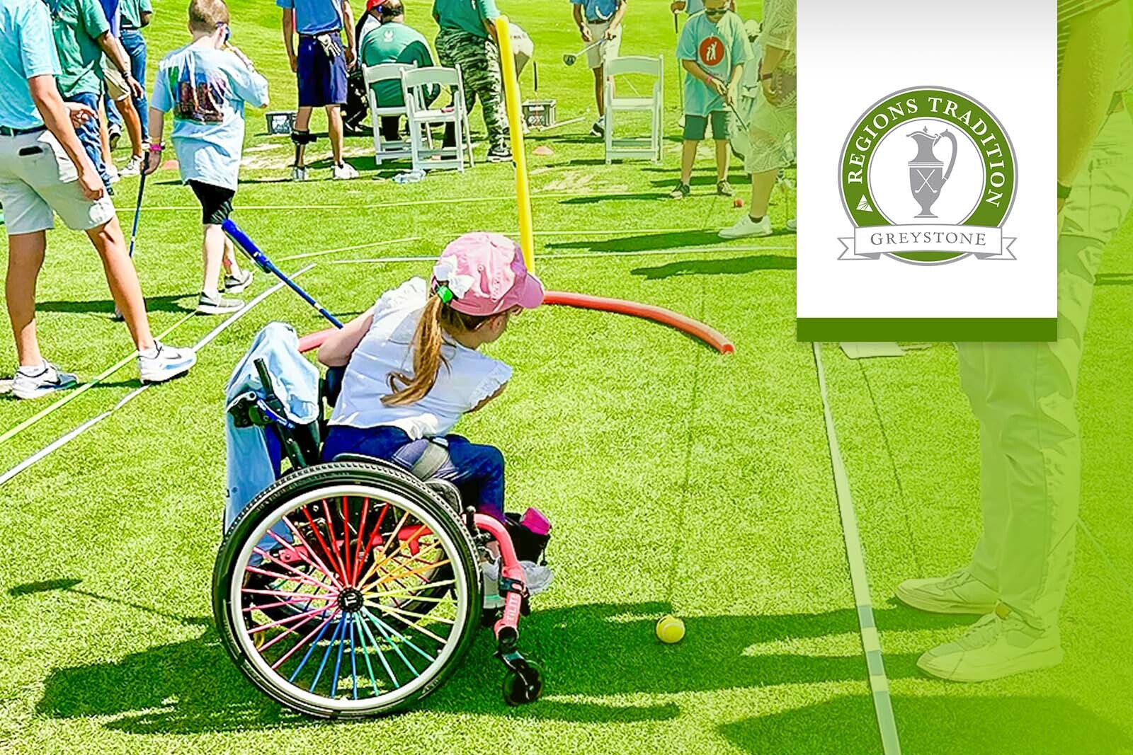 girl in wheelchair playing golf