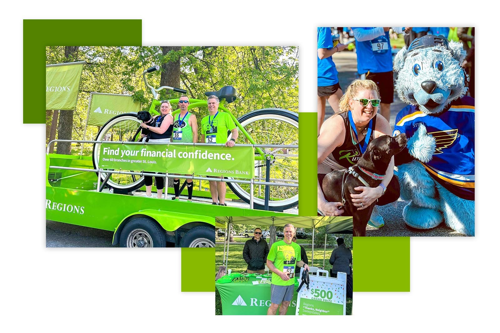 Regions associates at run event with Regions Bike and Blue...