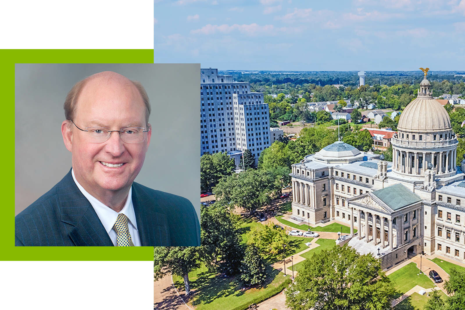 John Howie headhshot and Jackson, MS skyline