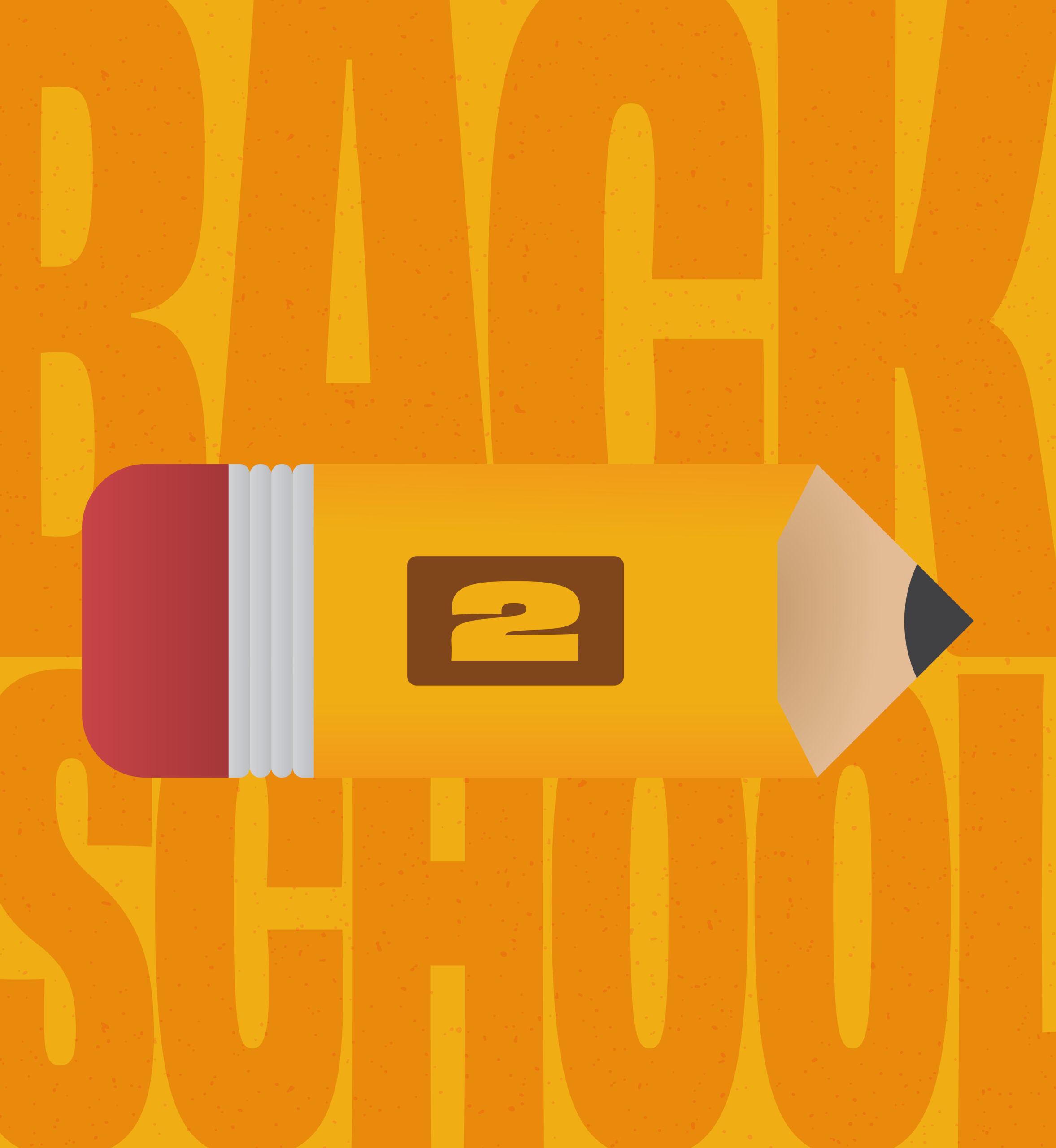 Pencil illustration. Text: Back 2 School.