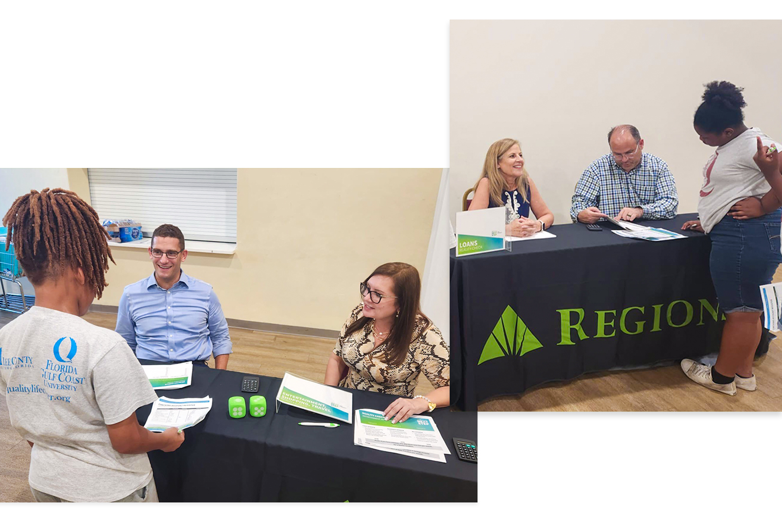 Regions associates teaching students about financial literacy.