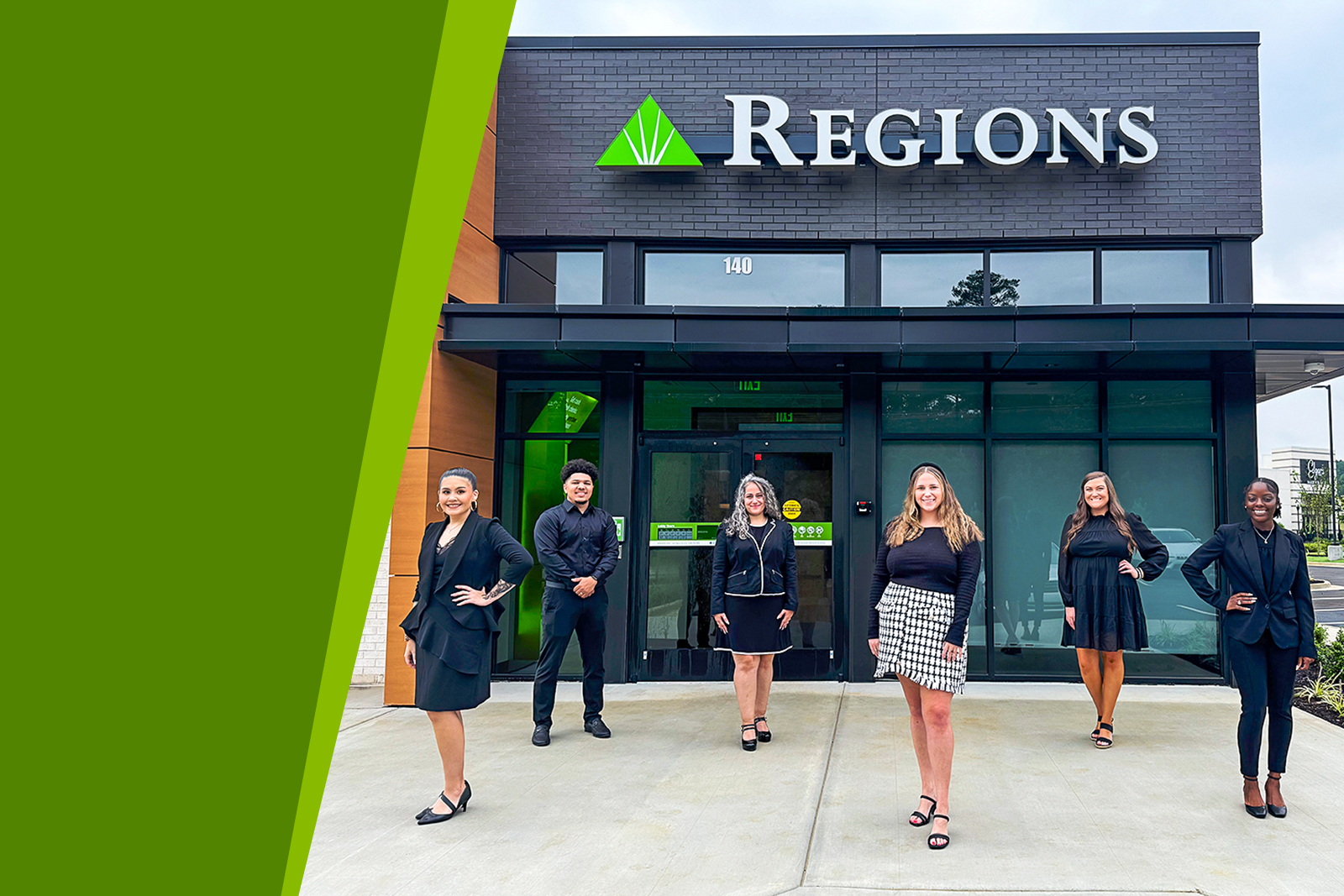 Regions associates standing in front of Town Madison Branch.