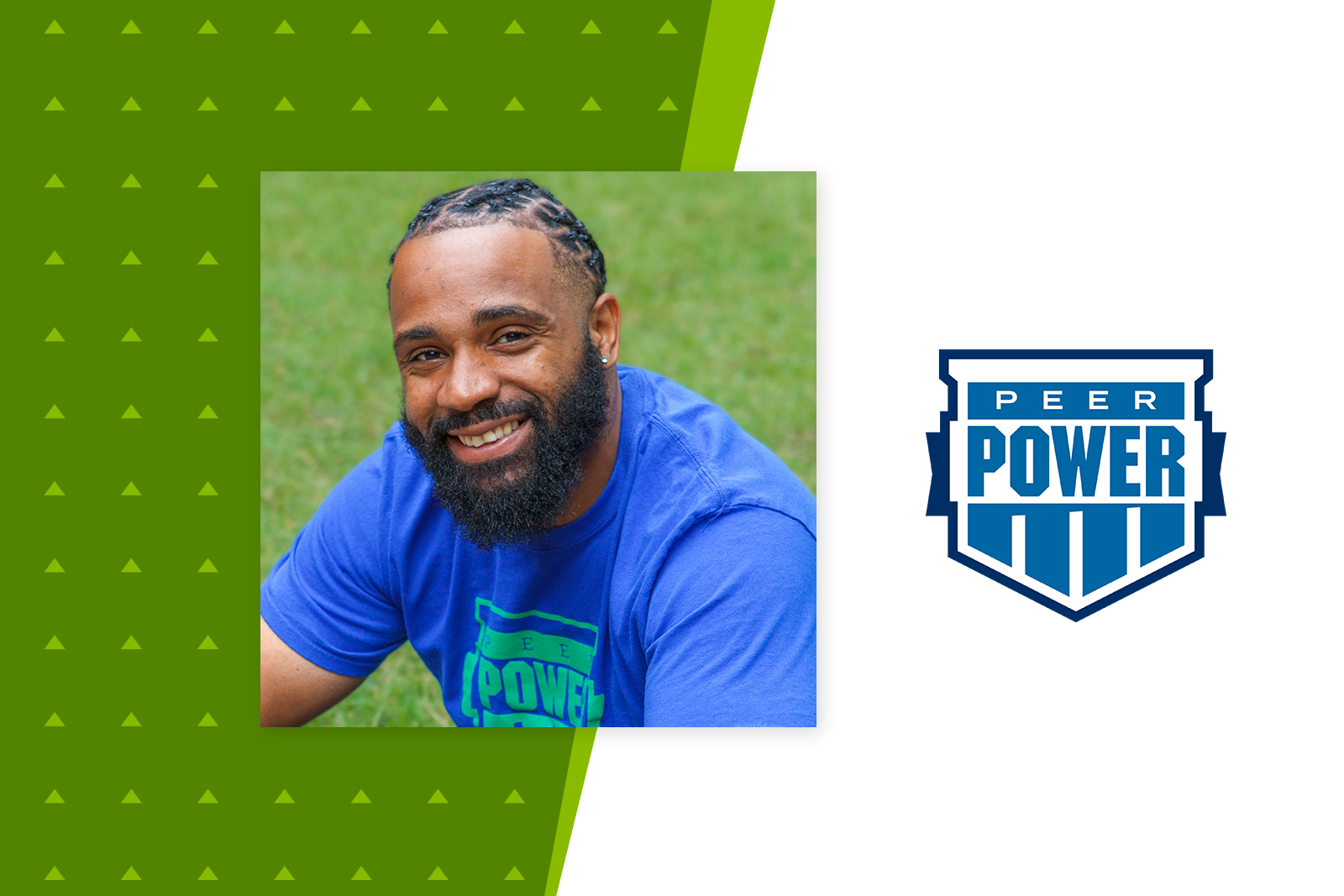 Headshot photo of Marlon Ross Jr. and Peer Power Logo