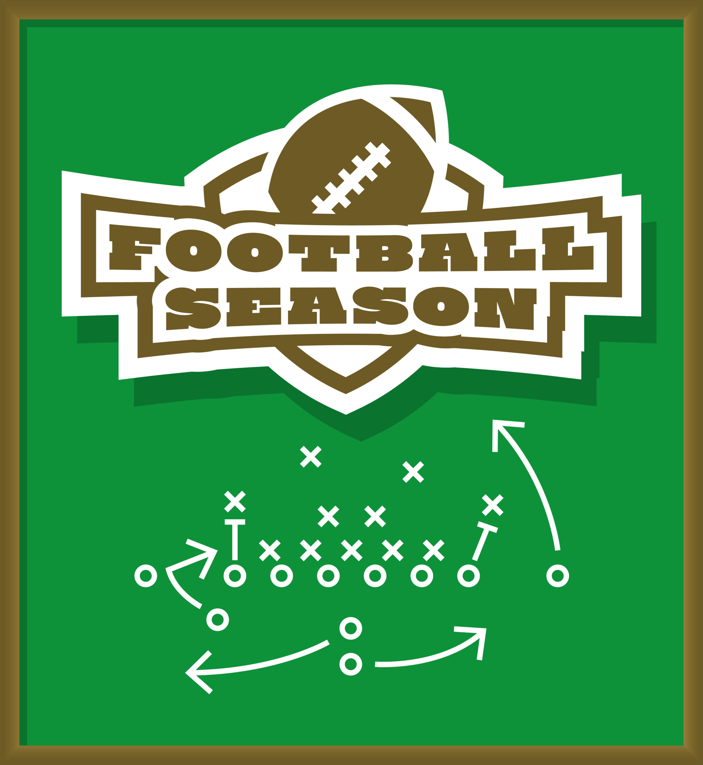 Football game plan. Text: Football season.
