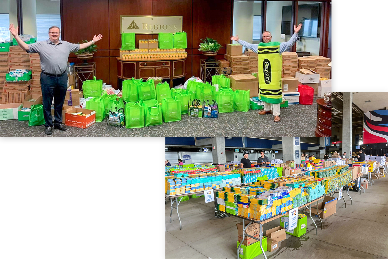 Regions volunteers with donations