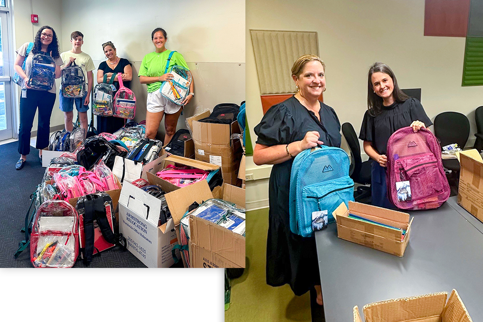 Regions volunteers with backpack donations