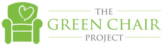 The Green Chair Project logo. Illustration of a green recliner with a heart in the center.