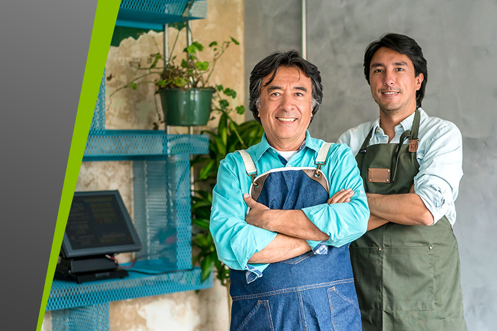 Father and son at family business